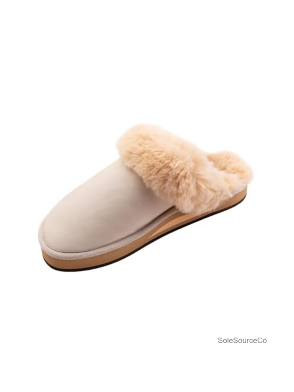 Fleece Lined Leather Slippers Non-Slip Arch Support Women's Closed Toe